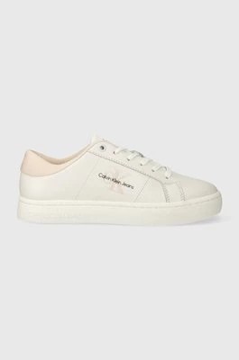 Zdjęcie produktu Calvin Klein Jeans sneakersy skórzane CLASSIC CUPSOLE LOWLACEUP LTH WN kolor biały YW0YW01444