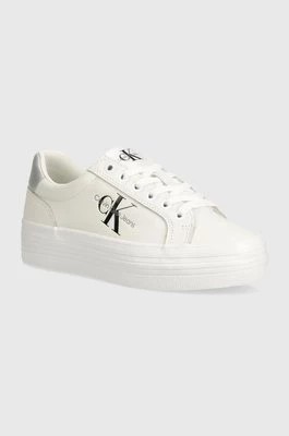 Zdjęcie produktu Calvin Klein Jeans sneakersy skórzane VULC FLATFORM LACEUP LTH kolor biały YW0YW01474