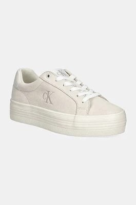 Zdjęcie produktu Calvin Klein Jeans sneakersy zamszowe VULC FLATFORM LACEUP LOW MG S kolor beżowy YW0YW01576