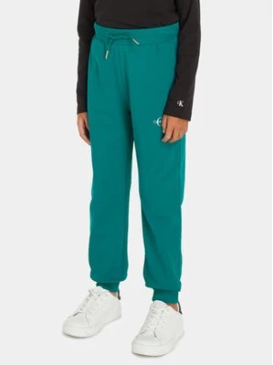 Zdjęcie produktu Calvin Klein Jeans Spodnie dresowe Monogram Logo IU0IU00285 Zielony Regular Fit