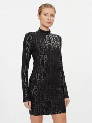 Zdjęcie produktu Calvin Klein Jeans Sukienka codzienna Logo Aop Long Sleeve Dress J20J222989 Czarny Slim Fit