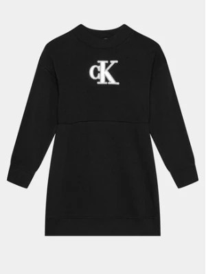 Zdjęcie produktu Calvin Klein Jeans Sukienka dzianinowa Metallic Monogram IG0IG02315 Czarny Regular Fit