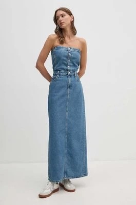 Zdjęcie produktu Calvin Klein Jeans sukienka jeansowa kolor niebieski midi prosta J20J223742