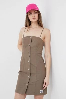Zdjęcie produktu Calvin Klein Jeans sukienka kolor brązowy mini prosta