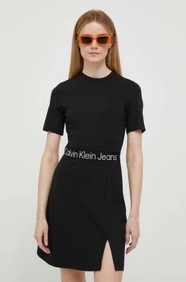 Zdjęcie produktu Calvin Klein Jeans sukienka kolor czarny mini rozkloszowana