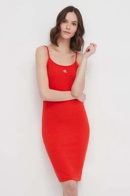 Zdjęcie produktu Calvin Klein Jeans sukienka kolor czerwony mini dopasowana