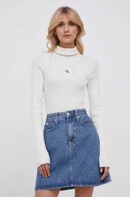 Zdjęcie produktu Calvin Klein Jeans sweter damski kolor beżowy z golfem