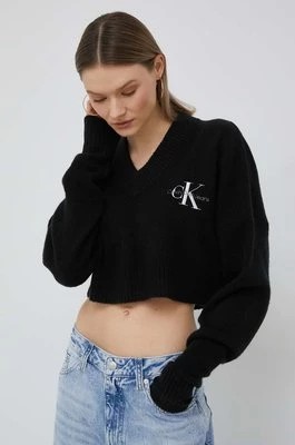 Zdjęcie produktu Calvin Klein Jeans sweter z domieszką wełny damski kolor czarny
