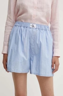 Zdjęcie produktu Calvin Klein Jeans szorty bawełniane kolor niebieski gładkie high waist J20J224344