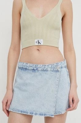 Zdjęcie produktu Calvin Klein Jeans szorty jeansowe damskie kolor niebieski gładkie high waist