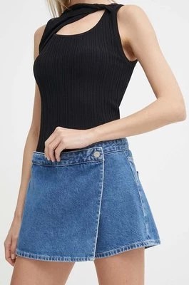 Zdjęcie produktu Calvin Klein Jeans szorty jeansowe damskie kolor niebieski gładkie high waist J20J223300