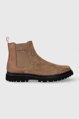 Zdjęcie produktu Calvin Klein Jeans sztyblety zamszowe EVA MID CHELSEA BOOT SUEDE męskie kolor brązowy YM0YM00764