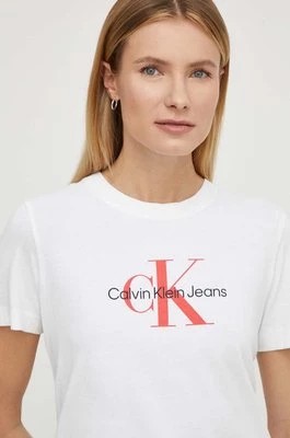 Zdjęcie produktu Calvin Klein Jeans t-shirt bawełniany damski kolor biały J20J223272