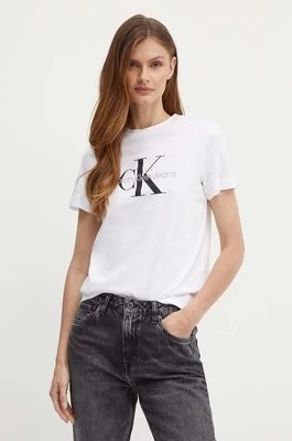 Zdjęcie produktu Calvin Klein Jeans t-shirt bawełniany damski kolor biały J20J219142