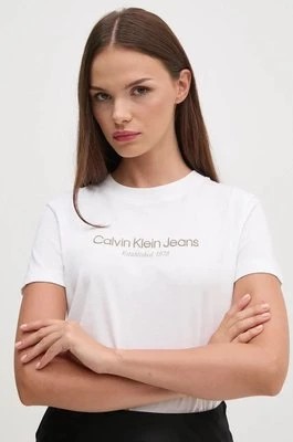 Zdjęcie produktu Calvin Klein Jeans t-shirt bawełniany damski kolor biały J20J224914