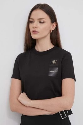Zdjęcie produktu Calvin Klein Jeans t-shirt bawełniany damski kolor czarny J20J223700