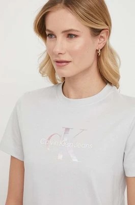 Zdjęcie produktu Calvin Klein Jeans t-shirt bawełniany damski kolor szary