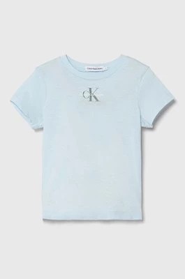 Zdjęcie produktu Calvin Klein Jeans t-shirt bawełniany dziecięcy kolor niebieski