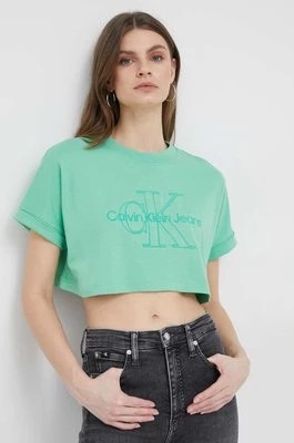 Zdjęcie produktu Calvin Klein Jeans t-shirt bawełniany kolor zielony