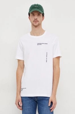 Zdjęcie produktu Calvin Klein Jeans t-shirt bawełniany męski kolor biały z nadrukiem