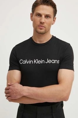 Zdjęcie produktu Calvin Klein Jeans t-shirt bawełniany męski kolor czarny z nadrukiem J30J322552