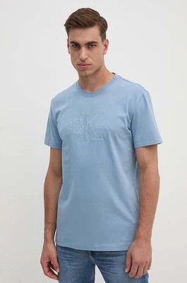 Zdjęcie produktu Calvin Klein Jeans t-shirt bawełniany męski kolor niebieski z aplikacją J30J325916