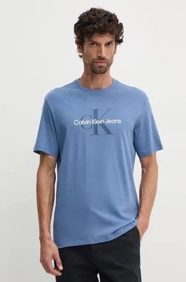 Zdjęcie produktu Calvin Klein Jeans t-shirt bawełniany męski kolor niebieski z nadrukiem 00040EM286