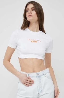 Zdjęcie produktu Calvin Klein Jeans t-shirt damski kolor biały