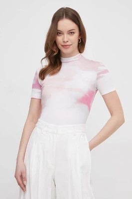 Zdjęcie produktu Calvin Klein Jeans t-shirt damski kolor biały z półgolfem