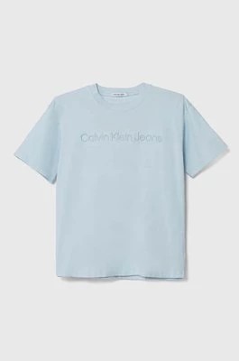 Zdjęcie produktu Calvin Klein Jeans t-shirt dziecięcy kolor niebieski z aplikacją