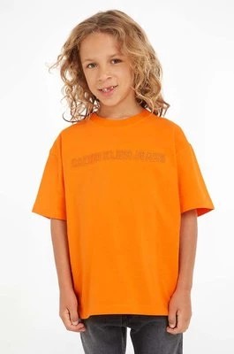 Zdjęcie produktu Calvin Klein Jeans t-shirt dziecięcy kolor pomarańczowy gładki