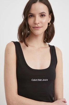Zdjęcie produktu Calvin Klein Jeans top bawełniany kolor czarny