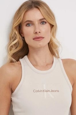 Zdjęcie produktu Calvin Klein Jeans top damski kolor beżowy