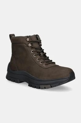 Zdjęcie produktu Calvin Klein Jeans trapery skórzane HYBRID WP BOOT LACEUP REBELLIOUS męskie kolor brązowy YM0YM01077