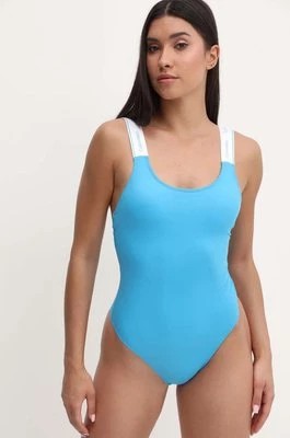 Zdjęcie produktu Calvin Klein jednoczęściowy strój kąpielowy kolor niebieski lekko usztywniona miseczka
