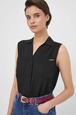 Zdjęcie produktu Calvin Klein koszula damska kolor czarny regular z kołnierzykiem klasycznym