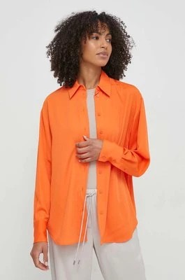 Zdjęcie produktu Calvin Klein koszula damska kolor pomarańczowy relaxed z kołnierzykiem klasycznym