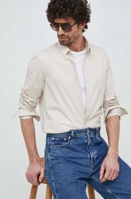 Zdjęcie produktu Calvin Klein koszula męska kolor beżowy slim z kołnierzykiem klasycznym