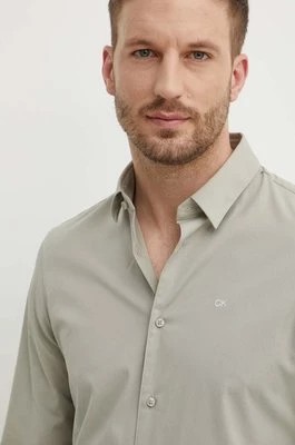 Zdjęcie produktu Calvin Klein koszula męska kolor zielony slim z kołnierzykiem klasycznym