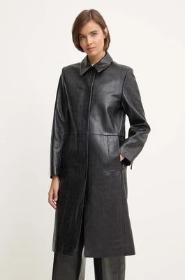Zdjęcie produktu Calvin Klein płaszcz skórzany damski kolor czarny przejściowy K20K207081