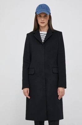 Zdjęcie produktu Calvin Klein płaszcz wełniany kolor czarny przejściowy