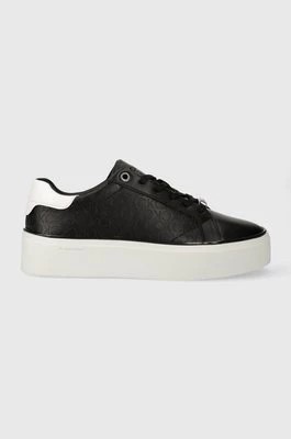 Zdjęcie produktu Calvin Klein sneakersy skórzane FLATFORM C LACE UP - MONO MIX kolor czarny HW0HW01870