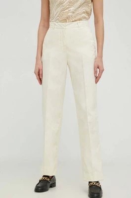 Zdjęcie produktu Calvin Klein spodnie damskie kolor beżowy proste high waist