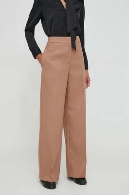 Zdjęcie produktu Calvin Klein spodnie damskie kolor beżowy proste high waist