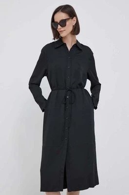 Zdjęcie produktu Calvin Klein sukienka kolor czarny midi rozkloszowana