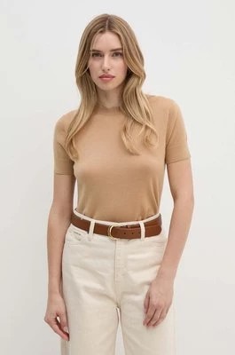 Zdjęcie produktu Calvin Klein sweter wełniany damski kolor brązowy lekki K20K207201