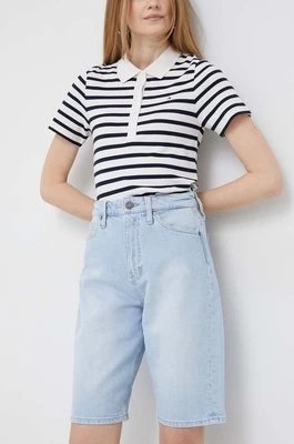 Zdjęcie produktu Calvin Klein szorty jeansowe damskie kolor niebieski gładkie high waist