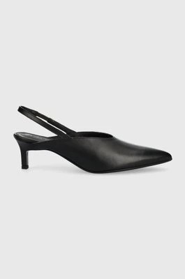 Zdjęcie produktu Calvin Klein szpilki skórzane HW0HW01345 GEO STIL SLINGBACK PUMP 50 kolor czarny z odkrytą piętą