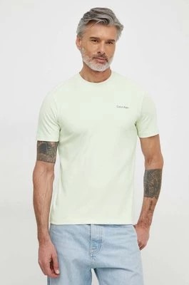Zdjęcie produktu Calvin Klein t-shirt bawełniany męski kolor beżowy gładki