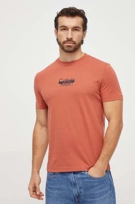 Zdjęcie produktu Calvin Klein t-shirt bawełniany męski kolor pomarańczowy z nadrukiem